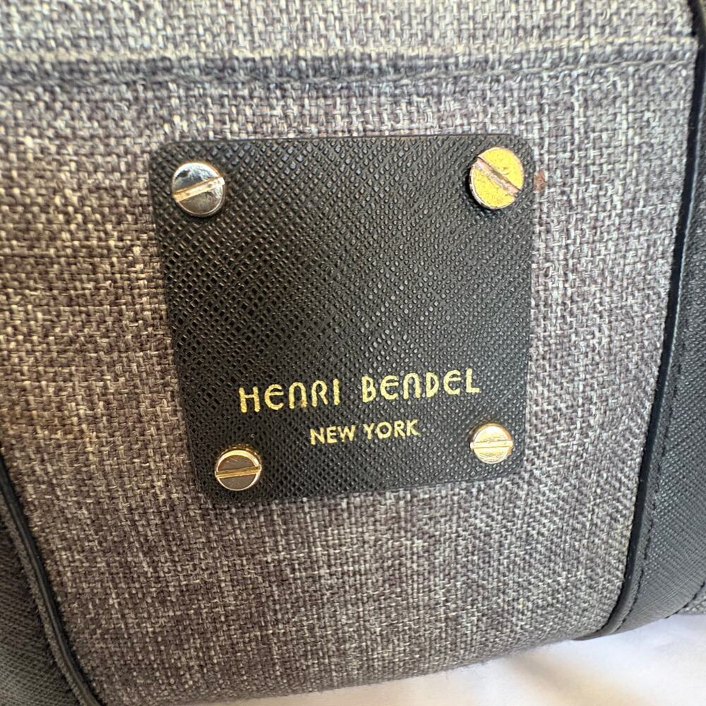 Henry Bendel Jetsetter Convertible Backpack Gray Canvas & Black Leather Trim - Picture 13 of 16